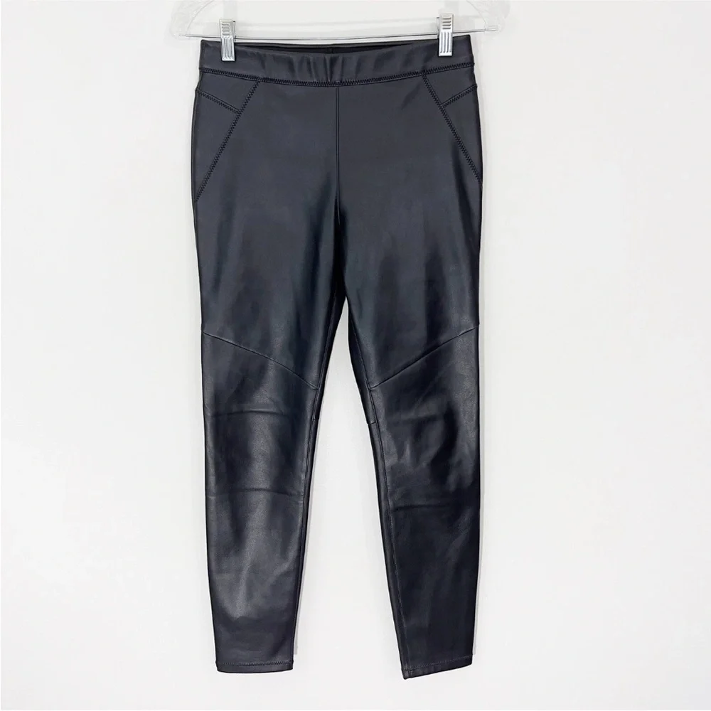 Free People Vegan Faux Leather Skinny Pants Size 25 Black